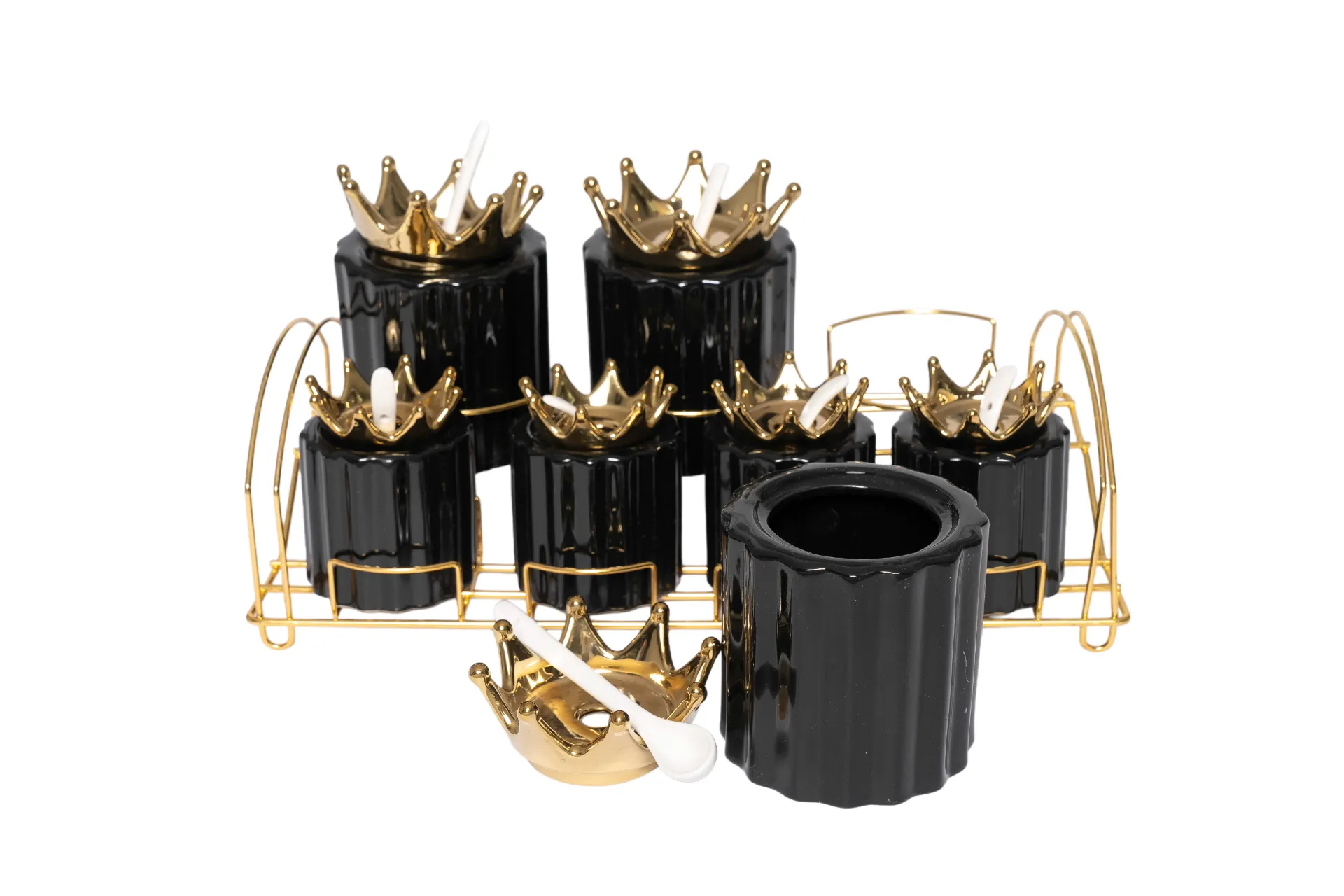 [MR69016741052] ensemble noir de pots à épices 7pcs