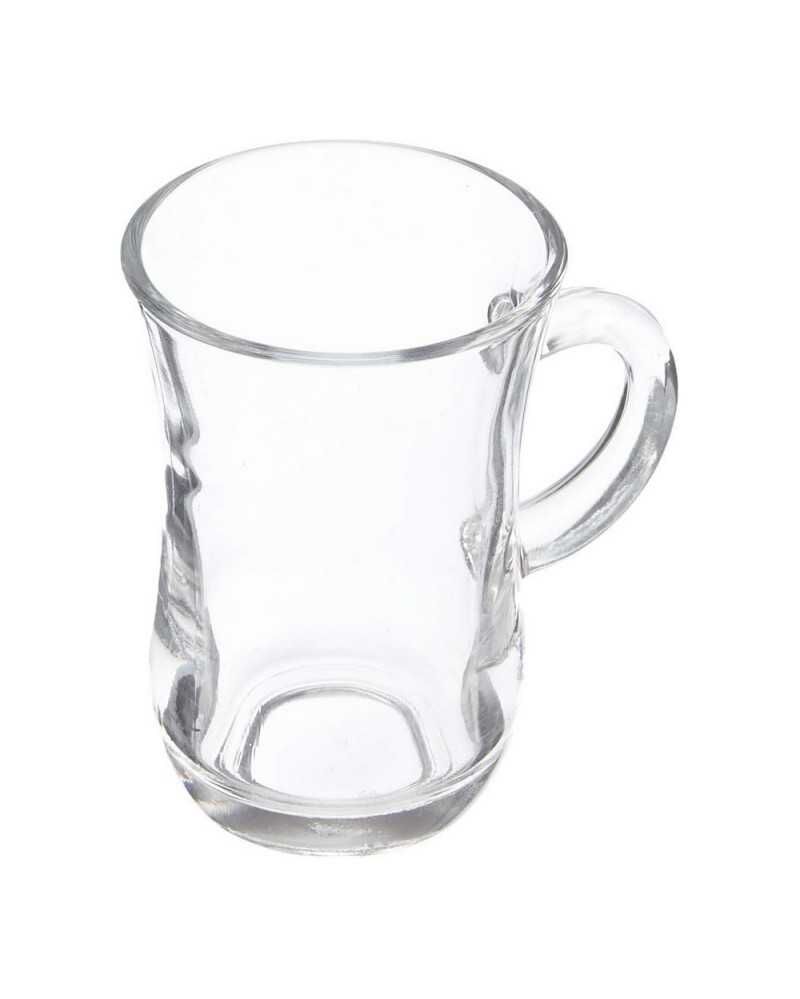 Lav Glass Tea Cups Set with Handle  Clear Tea Glasses Set of 6  3.25 Fl Oz